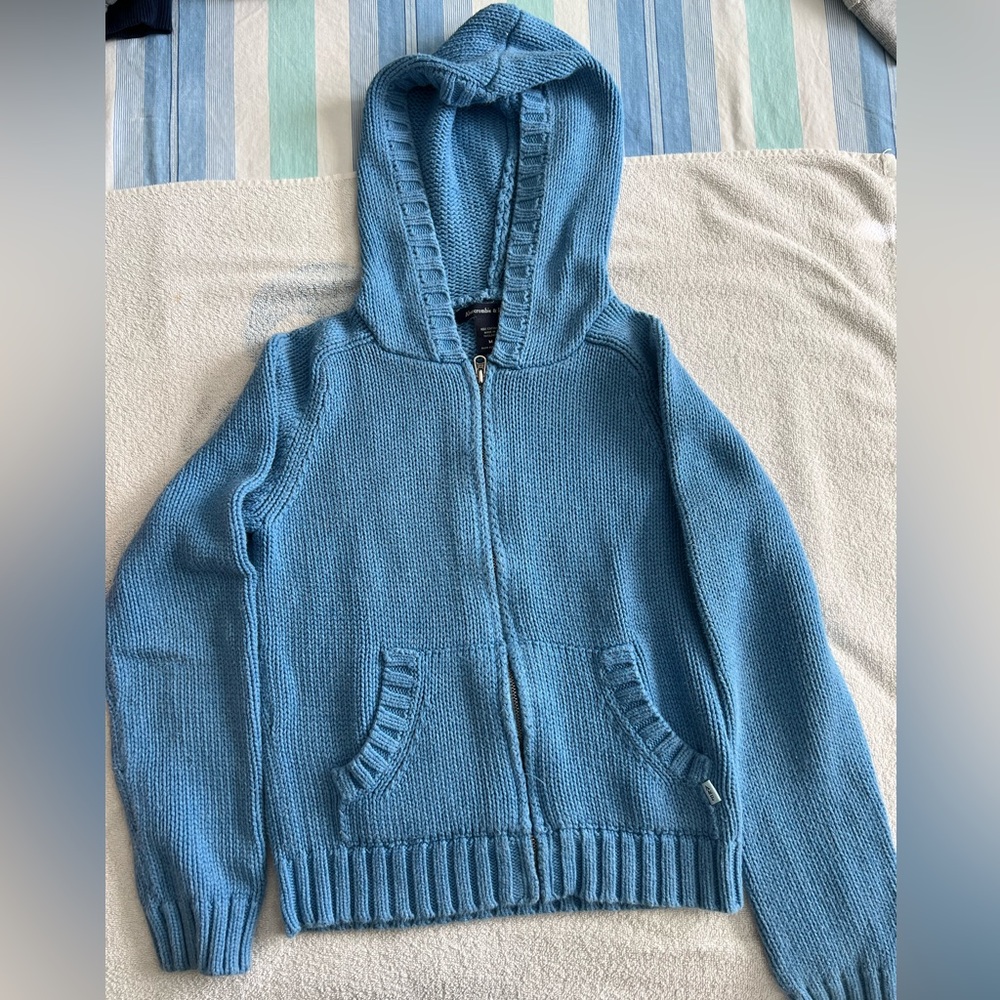 Abercrombie Medium Blue Full-Zip Sweater Hoodie